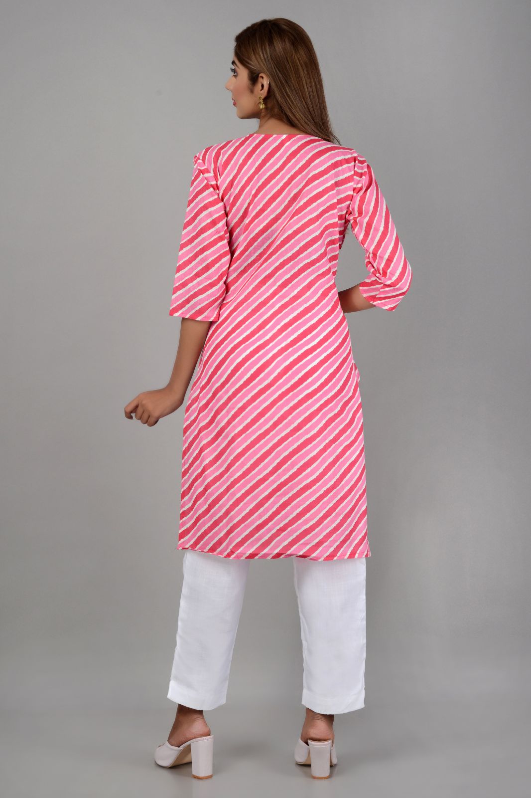 Printed Cotton Straight Kurta For Women & Girls-p2 (Pink,XL)