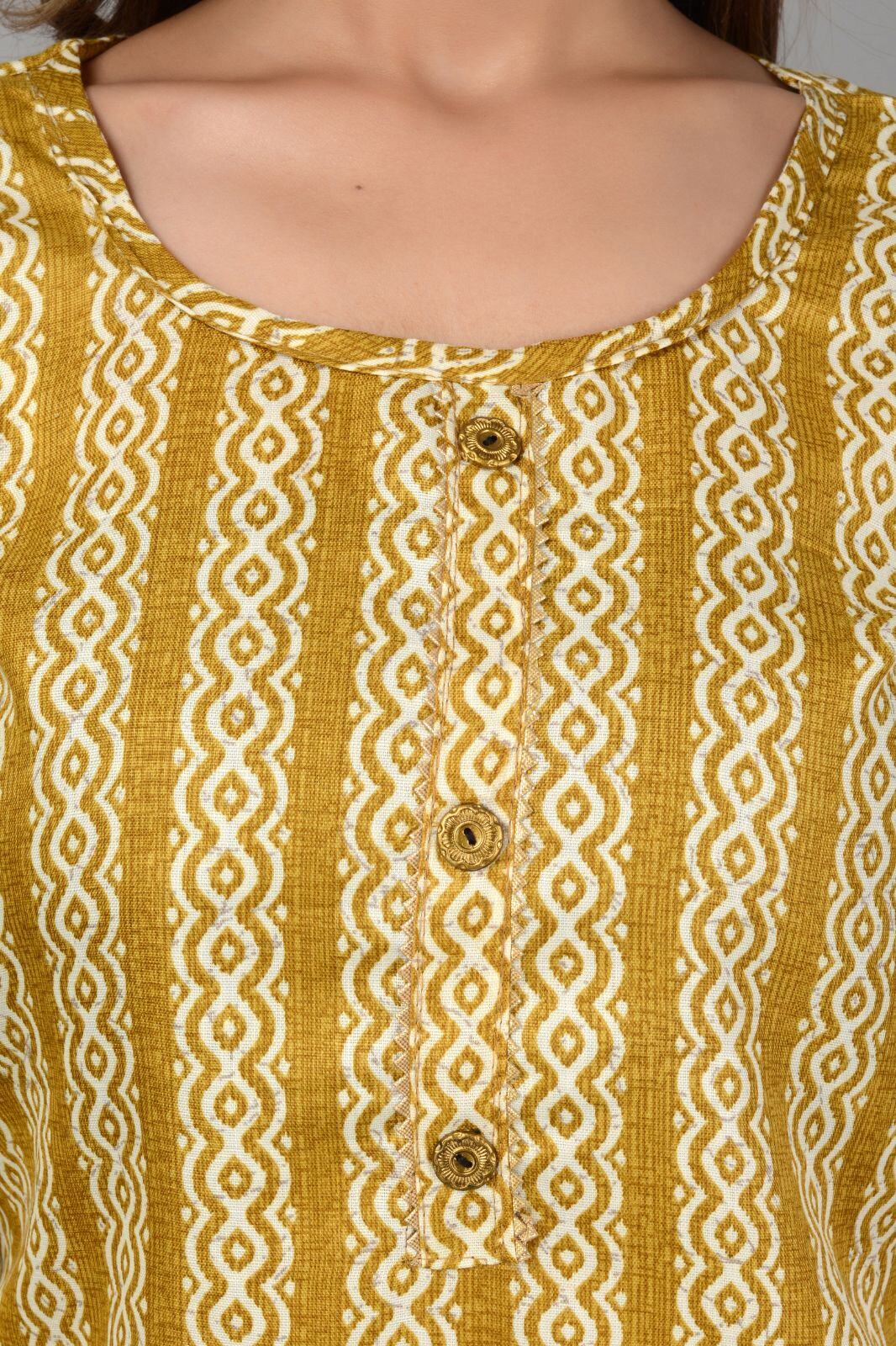 Ethenic Wear Round Neck Casual Straight Kurta (Yellow,XL)