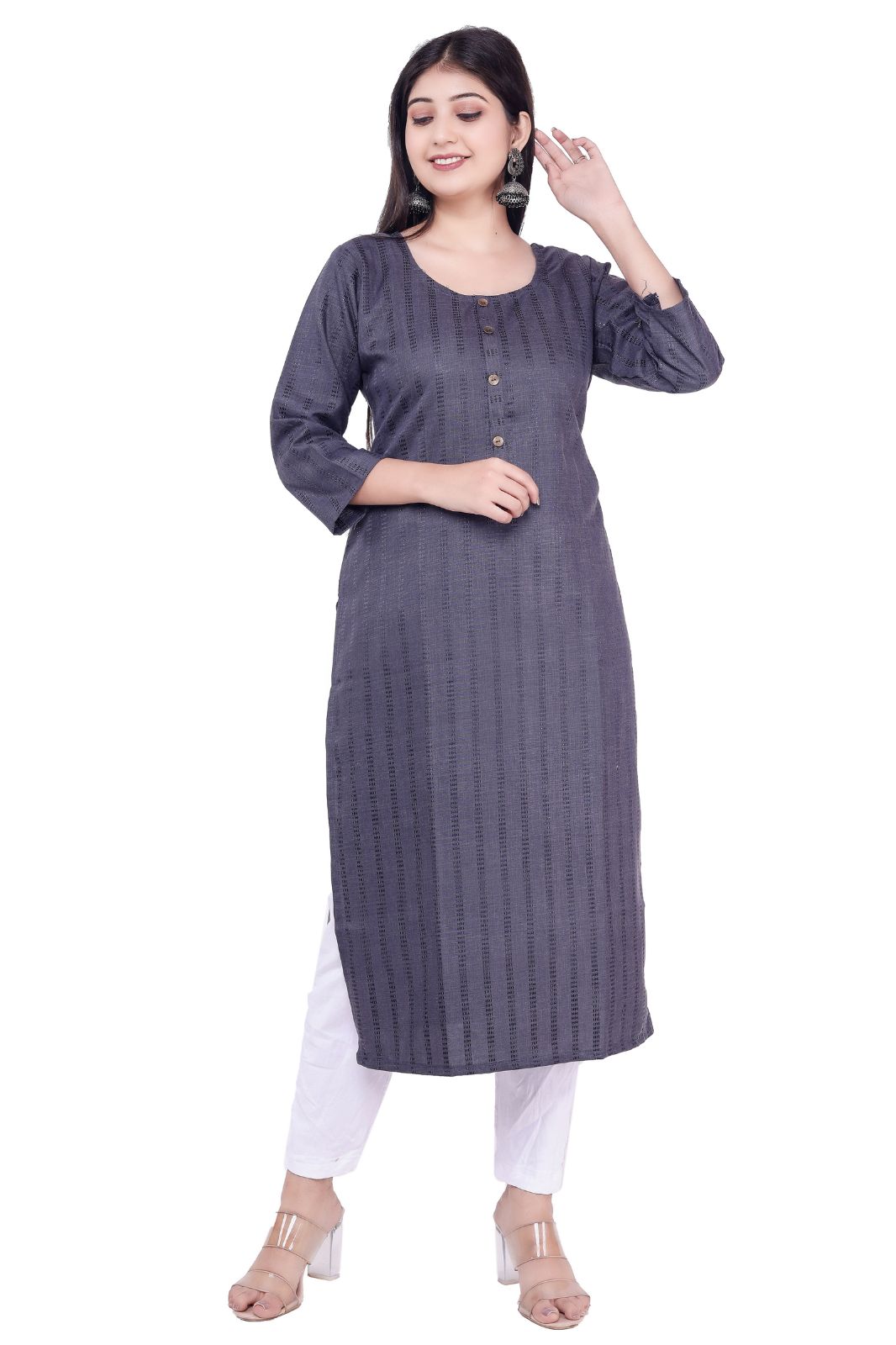 Women & Girls Solid Viscose Rayon Straight Kurta (grey,,xxl)