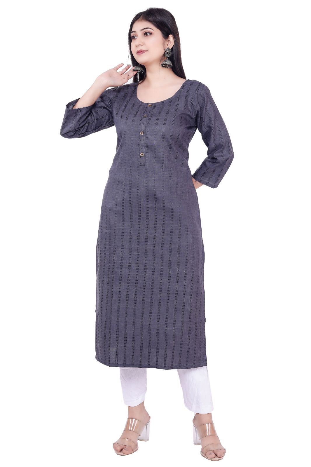 Women & Girls Solid Viscose Rayon Straight Kurta (grey,,xxl)