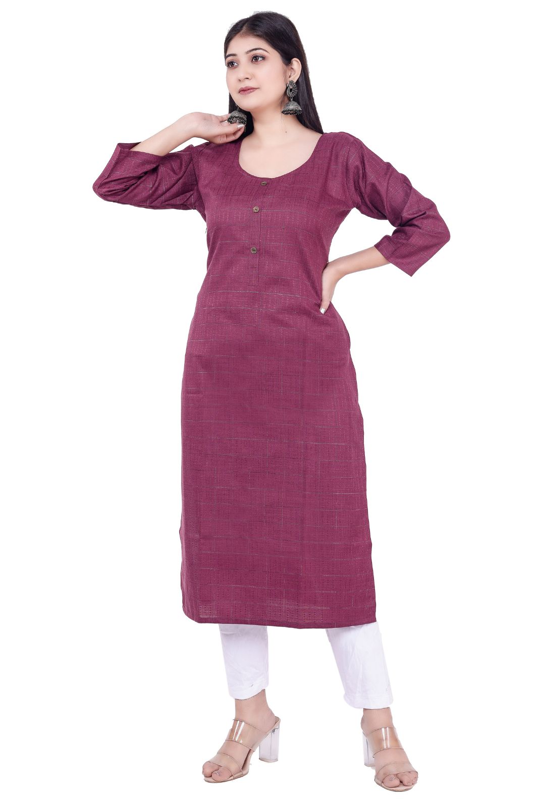 Women Solid Viscose Rayon Straight Kurta (wine,m)