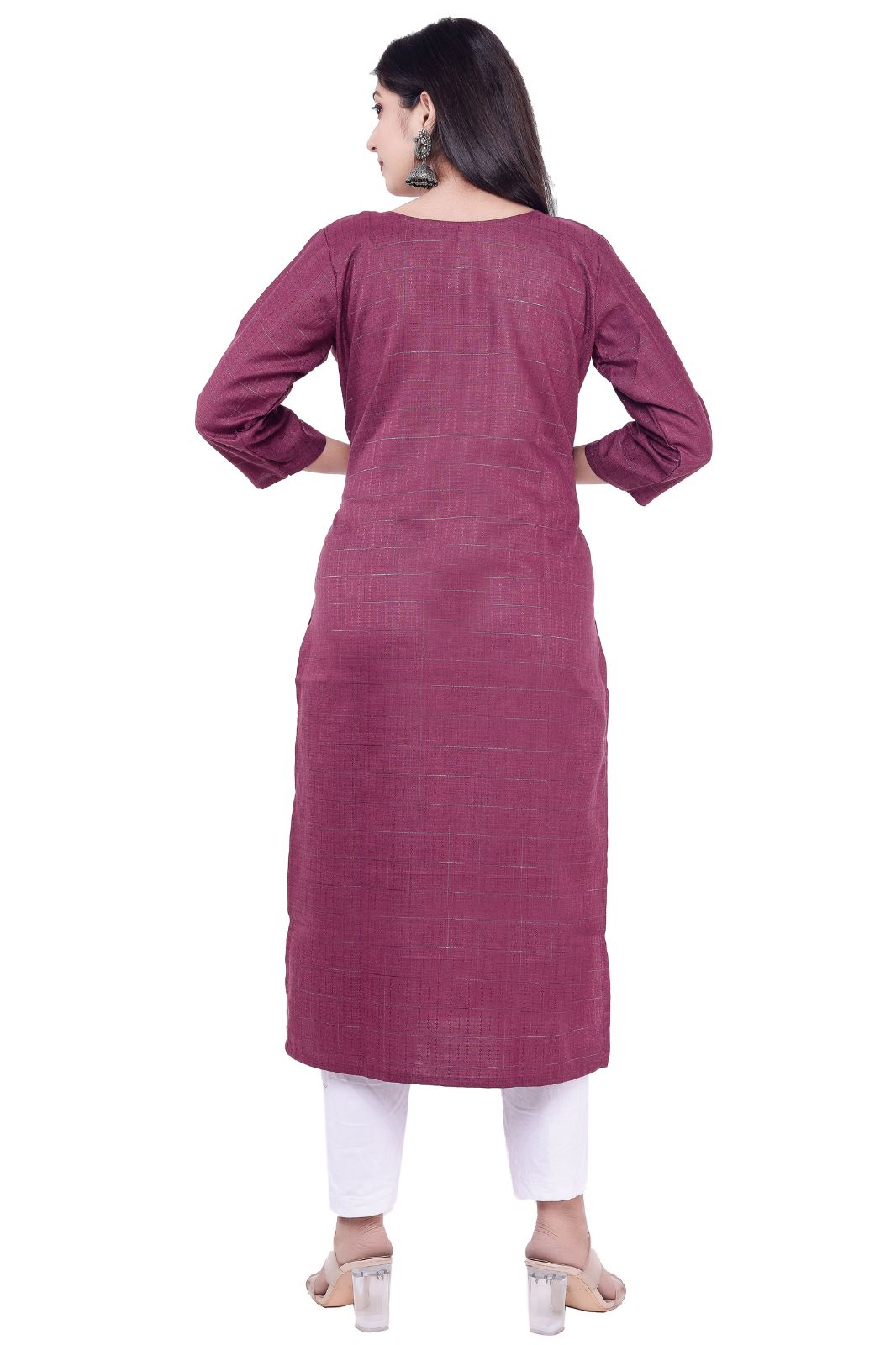 Women Solid Viscose Rayon Straight Kurta (wine,m)